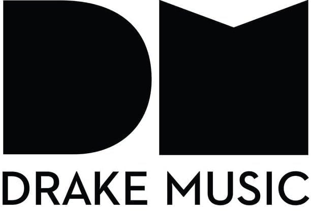 Logo for Drake Music - Black and white, D and M as large black letters, with Drake Music written in capitals underneath.